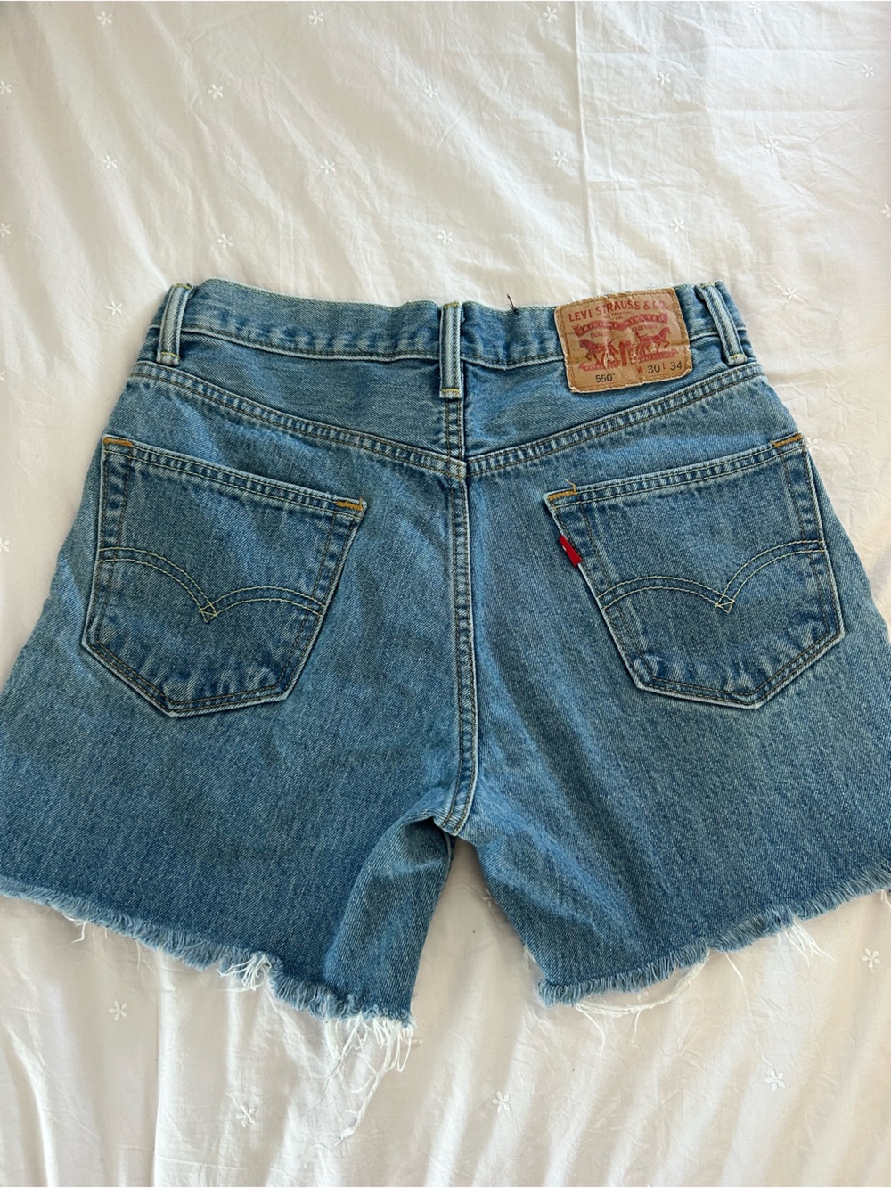 Vintage Levi’s 550 High-Waisted Cutoff Denim Shorts - Blue - Picture 2 of 4